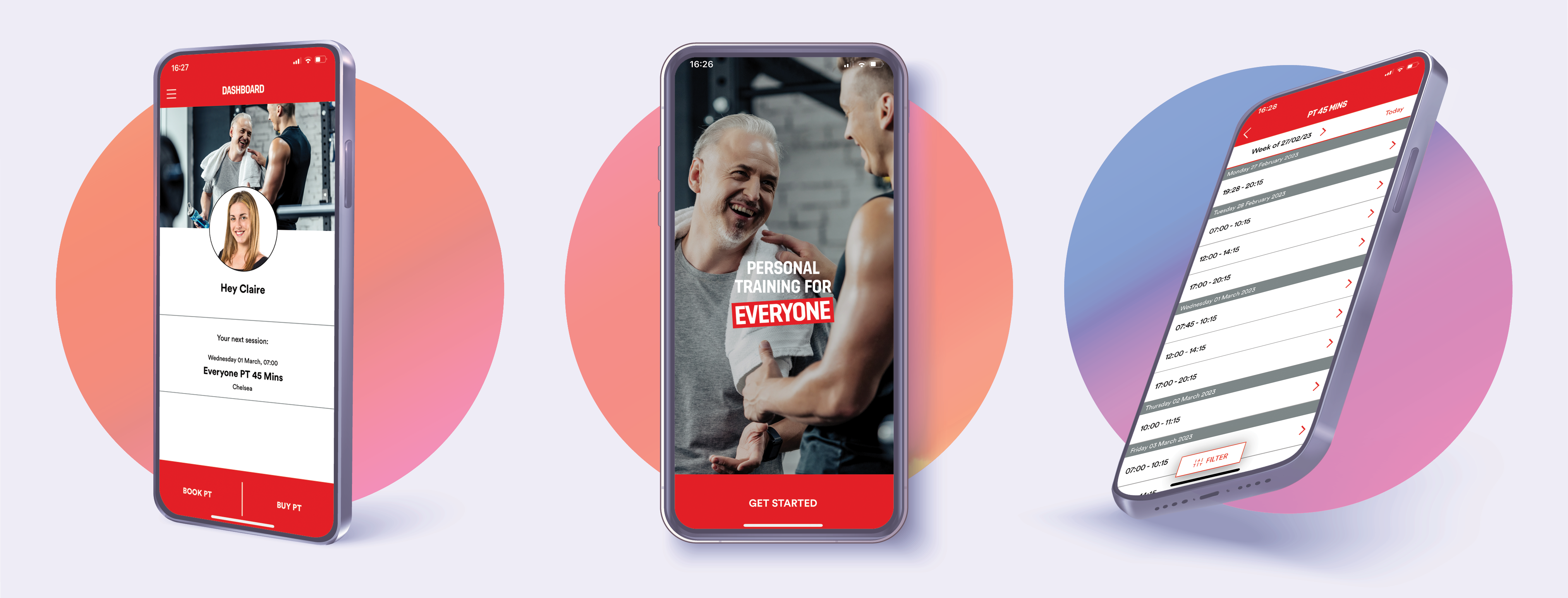 Personal training screens